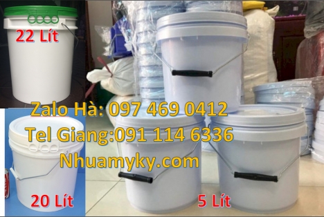 Thùng nhựa 5 lít, xô nhựa 22 lít, Xô nhựa 22 lít đựng phân bón, Vỏ thùng sơn 10 lít Thùng nhựa