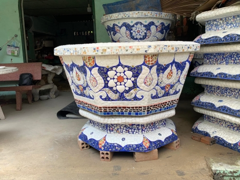 Chậu hoa dán sành sứ cơ sở chậu hoa thế sơn - chậu hoa dán sành sứ - chậu khảm sành - cẩn miễngsdf