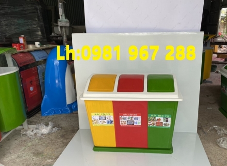 Thùng rác 3 ngăn ,thùng rác nhựa composite 3 ngăn