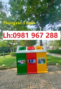 Thùng rác 3 ngăn ,thùng rác nhựa composite 3 ngăn