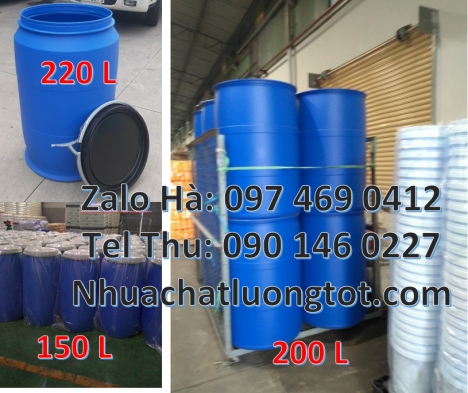 Thùng phi đai sắt 150 lít, thùng phi 50 lít, Thùng phi 50l đựng axit, Thùng phuy nhựa 200 lít Giá bá