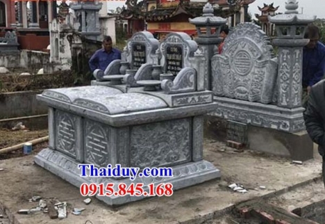 281 Mộ đá tam cấp điện biên - bia mộ không mái đơn giản