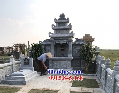 281 Mộ đá tam cấp điện biên - bia mộ không mái đơn giản