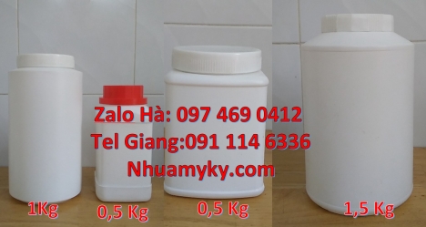 Hủ nhựa 1kg đựng phân bón Hủ nhựa 500gr vuông đựng axit, hũ nhựa 100gr 200gr 250gr nắp vặn, hũ nhựa