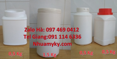 Hủ nhựa 1kg đựng phân bón Hủ nhựa 500gr vuông đựng axit, hũ nhựa 100gr 200gr 250gr nắp vặn, hũ nhựa