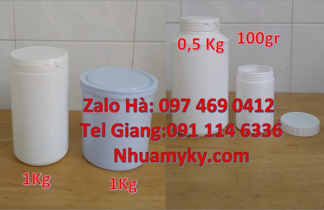 Hủ nhựa 1kg đựng phân bón Hủ nhựa 500gr vuông đựng axit, hũ nhựa 100gr 200gr 250gr nắp vặn, hũ nhựa