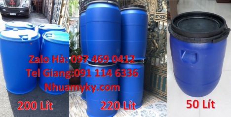 Thùng phuy nhựa 200 lít Giá bán thùng phi nhựa 200l, Nơi bán thùng phi nhựa, Phuy nhựa 220 lít nắp k