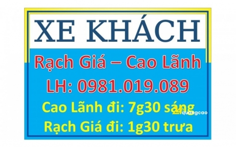 Xe khách An Nhiên Cao Lãnh đi Rạch Giá