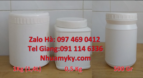 Hủ nhựa 1kg đựng phân bón Hủ nhựa 500gr vuông đựng axit, hũ nhựa 100gr 200gr 250gr nắp vặn, hũ nhựa