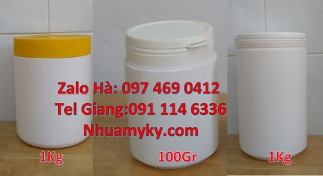Hủ nhựa 1kg đựng phân bón Hủ nhựa 500gr vuông đựng axit, hũ nhựa 100gr 200gr 250gr nắp vặn, hũ nhựa