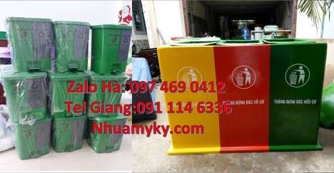 Thùng rác 2 ngăn nắp lật, Thùng rác nắp lật bộ 3, Thùng rác 3 ngăn bập bênh Thùng rác 2 ngăn nhựa co