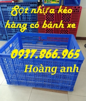 Sọt nhựa có bánh xe, sọt nhựa HS 015, sóng nhựa hở, sọt nhựa trong xí nghiệp da dầy
