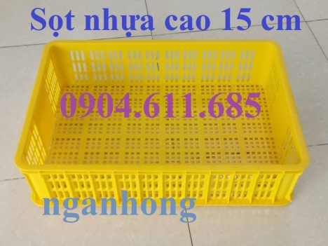 Sọt nhựa HS008, sọt nhựa cao 15 cm, thùng nhựa rỗng Hs008