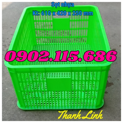 Sóng nhựa hở, sọt nhựa đựng hải sản, thùng nhựa rỗng 2T5, sọt nhựa đựng rau củ, sóng nhựa rỗng HS014