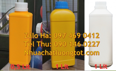 Chai 100ml màu trong,  Chai nhựa vuông 500ml đựng axit. Chai nhựa 50ml 30ml đựng thuốc diệt nấm, Cha