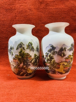 Đôi bình gốm giang tây thấu quang thiên hạ thái bình