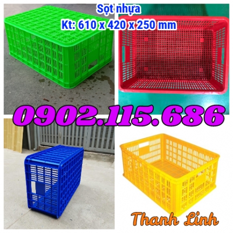 Sóng nhựa hở, sọt nhựa đựng hải sản, thùng nhựa rỗng 2T5, sọt nhựa đựng rau củ, sóng nhựa rỗng HS014