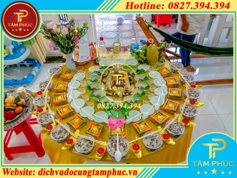Mâm cúng đầy tháng, thôi nôi cơ bản mà đầy đủ tại Cần Thơ