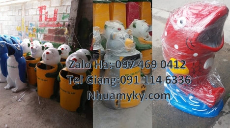 thùng rác nhựa composite, thùng rác cá heo, thùng rác hình con vật, Thùng đựng rác, thùng rác nhựa,