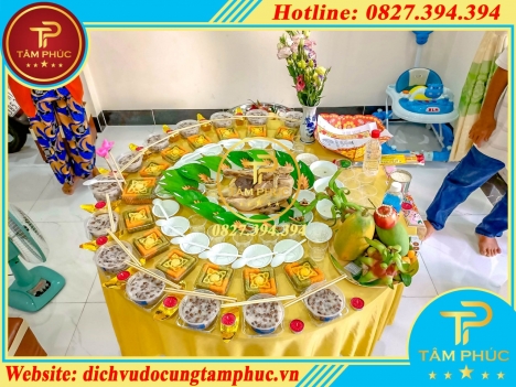 Mâm cúng đầy tháng, thôi nôi cơ bản mà đầy đủ tại Cần Thơ