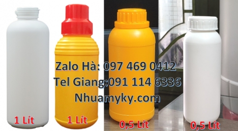 Chai nhựa 1l đựng phân bón, chai hdpe giá rẻ hcm, bình nhựa 0.5 lít,chai 250 ml đựng thuốc thủy sản