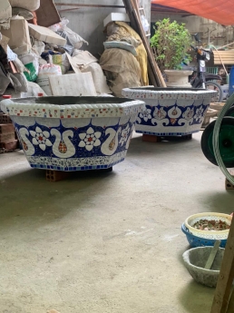Chậu hoa - chậu khảm sành - dán miểng 0933181317 hàng thủ công mỹ nghệ thủ đức tphcm