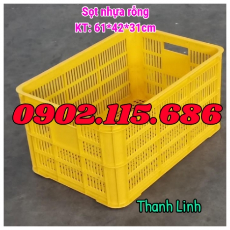 Sọt nhựa rỗng HS004, sọt nhựa công nghiệp, thùng nhựa rỗng 3T1, sọt đựng hàng may mặc, sọt nhựa đựng
