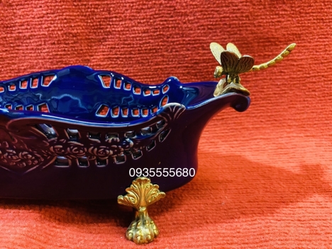 Giao lưu khay gốm đồng hàng men lam