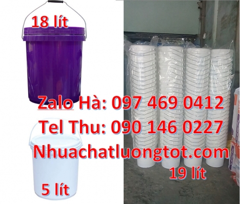 Thùng sơn 22l quai nhựa, Nơi bán Thùng nhựa 18 lít nắp chiết rót, Vỏ thùng đựng sơn 19 lít