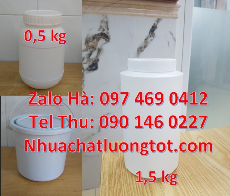 Hủ nhựa 1kg nắp vặn, Hủ nhựa 1kg garenty, hũ nhựa hdpe trắng 1000ml, hũ nhựa hdpe 500gr, Hủ nhựa 1kg