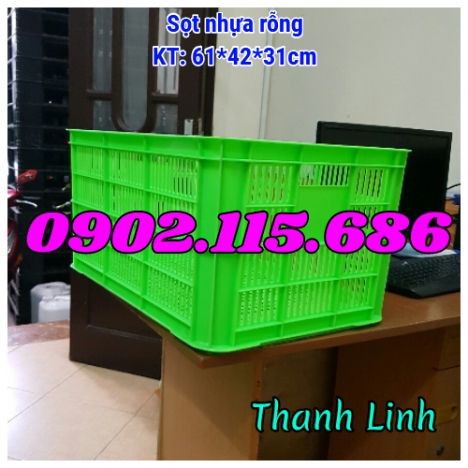 Sọt nhựa rỗng HS004, sọt nhựa công nghiệp, thùng nhựa rỗng 3T1, sọt đựng hàng may mặc, sọt nhựa đựng