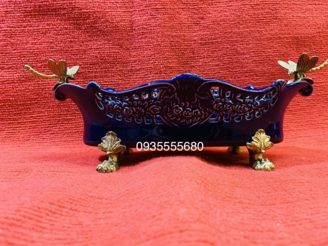 Giao lưu khay gốm đồng hàng men lam
