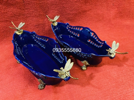 Giao lưu khay gốm đồng hàng men lam
