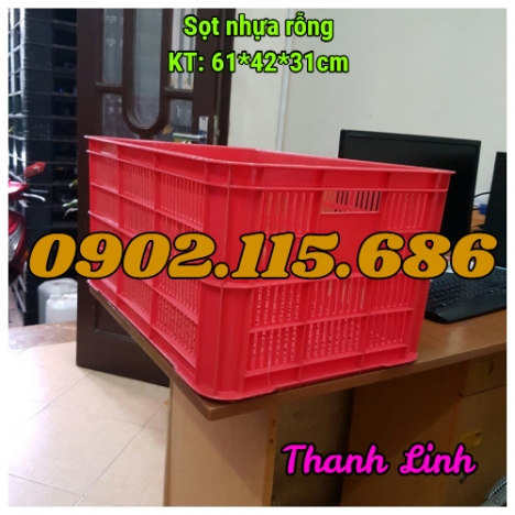 Sọt nhựa rỗng HS004, sọt nhựa công nghiệp, thùng nhựa rỗng 3T1, sọt đựng hàng may mặc, sọt nhựa đựng