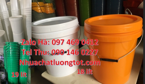 Thùng sơn 22l quai nhựa, Nơi bán Thùng nhựa 18 lít nắp chiết rót, Vỏ thùng đựng sơn 19 lít