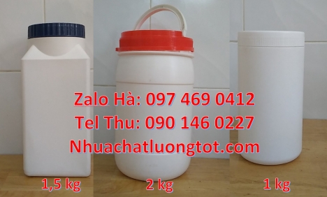 Hủ nhựa 1kg nắp vặn, Hủ nhựa 1kg garenty, hũ nhựa hdpe trắng 1000ml, hũ nhựa hdpe 500gr, Hủ nhựa 1kg