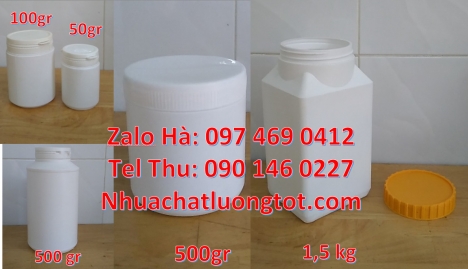 Hủ nhựa 1kg nắp vặn, Hủ nhựa 1kg garenty, hũ nhựa hdpe trắng 1000ml, hũ nhựa hdpe 500gr, Hủ nhựa 1kg
