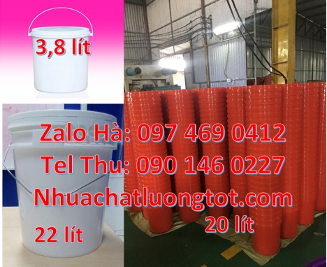 Thùng sơn 22l quai nhựa, Nơi bán Thùng nhựa 18 lít nắp chiết rót, Vỏ thùng đựng sơn 19 lít