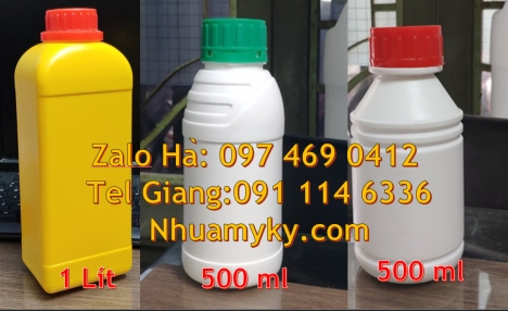 Chai 100ml màu trong,  chai 250 ml trắng đục, chai 500ml tròn, chai nhựa 1000ml giá rẻ, Chai hdpe 10