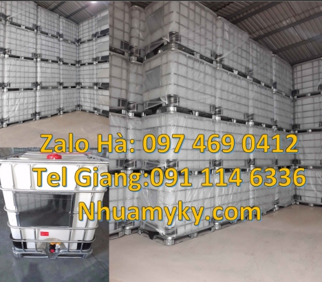 Bồn ibc đựng hóa chất 1000l, Tank ibc đựng dung môi, Tank 1000 lít giá sỉ, Tank nhựa 1000L giá sỉ, b