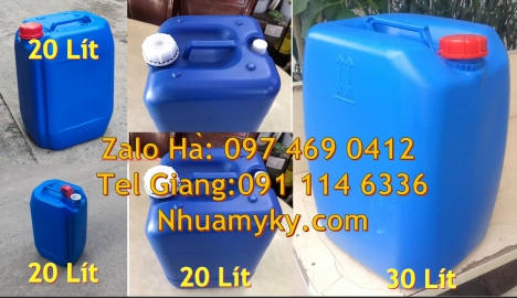 can 25l đựng tinh dầu, can dẹp 30 lít đựng thuốc thú y giá rẻ, can 20l 1kg, can 25l xanh, Can nhựa