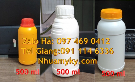Chai 100ml màu trong,  chai 250 ml trắng đục, chai 500ml tròn, chai nhựa 1000ml giá rẻ, Chai hdpe 10