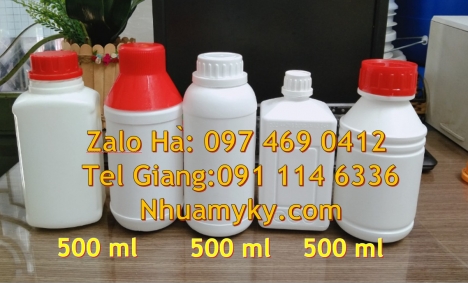 Chai 100ml màu trong,  chai 250 ml trắng đục, chai 500ml tròn, chai nhựa 1000ml giá rẻ, Chai hdpe 10