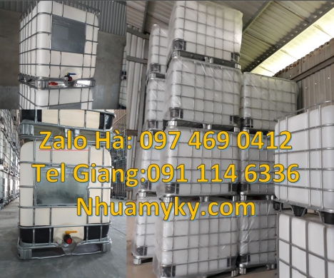 Bồn ibc đựng hóa chất 1000l, Tank ibc đựng dung môi, Tank 1000 lít giá sỉ, Tank nhựa 1000L giá sỉ, b