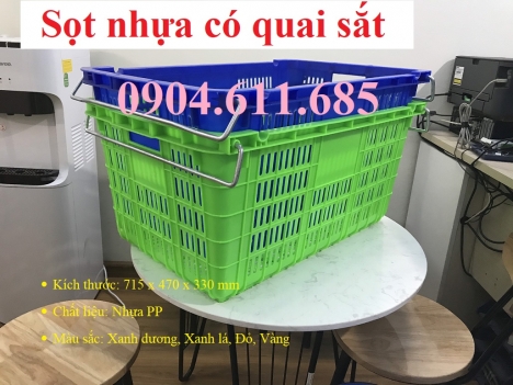 Sọt nhựa có quai sắt, sóng nhựa hở có quai, thùng nhựa sóng nhựa hở có quai sắt, sọt nhựa quai sắt