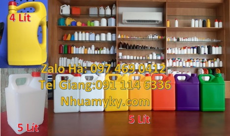 Can nhựa 5 lít vuông, Can nhựa 20l đựng dầu nhớt, Can 5 lít vòi nhấn đựng nước lau sàn, can hdpe giá