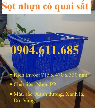 Sọt nhựa có quai sắt, sóng nhựa hở có quai, thùng nhựa sóng nhựa hở có quai sắt, sọt nhựa quai sắt