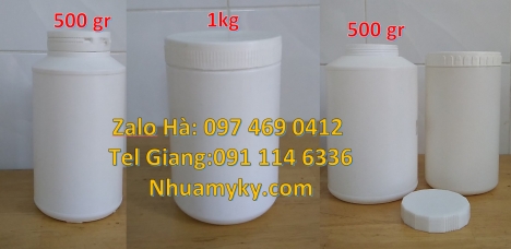 Hũ nhựa 2kg hdpe, Hũ 0.5kg lùn, Hũ đựng nông dược, Hũ nhựa 500gr đựng nông dược, hũ nhựa đựng kẹo ca