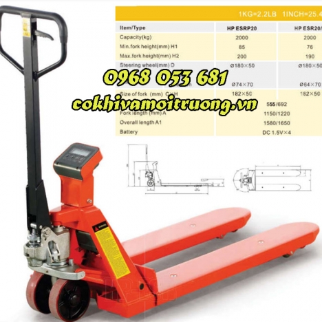 XE NÂNG TAY 2000KG NOBLELIFT CÓ GẮN CÂN ĐIỆN TỬ