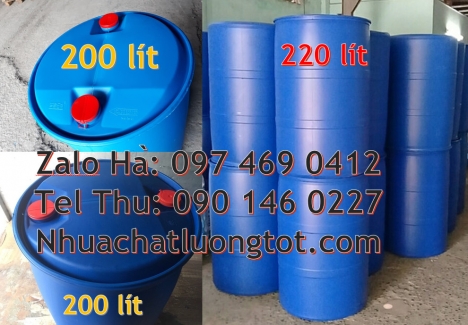 Phuy nhựa xanh, Thùng phi màu xanh, Thùng phuy nhựa 120 lít, Thùng phuy nhựa 220 lít nắp kín, Thùng